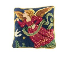Christmas Angel Needlepoint Pillow 10 x 10 in Square Holiday Decor - £18.77 GBP
