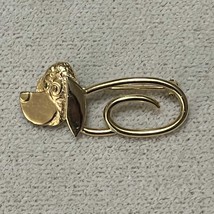 Unmarked Gold Tone Dog Brooch, after Jeanne Design, Vintage 50s 60s Pin - $19.00