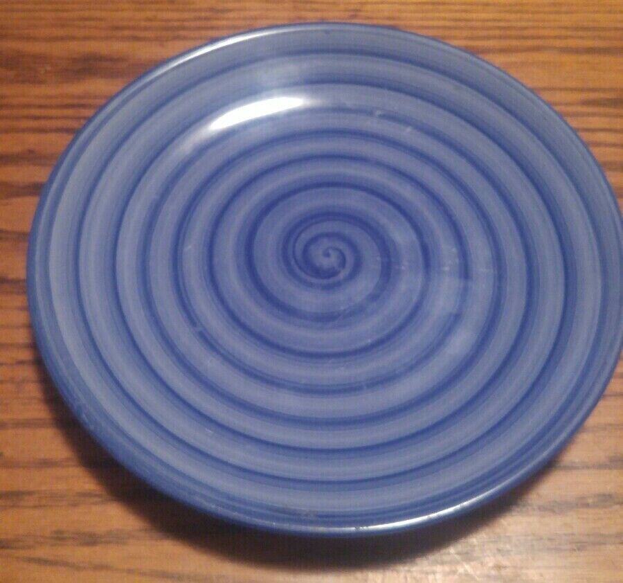 Swirl Hand Painted Collection Blue 8.25&quot; Sandwich Plate Serving China Made - $12.99