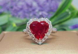 5 Carat Ruby Heart Ring Engagement Rings Ruby Rings Real 925 Silver Non Tarnish  - £103.99 GBP