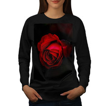Wellcoda Beauty Red Rose Womens Sweatshirt, Romantic Casual Pullover Jumper - £23.25 GBP+