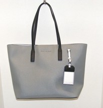 MARC JACOBS WHITE &amp; GRAY SAFFIANO LEATHER TOTE SHOULDER HANDBAG GUC - $84.99