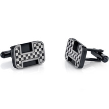 Black Base Chessboard Design Stainless Steel Cufflinks - £46.98 GBP