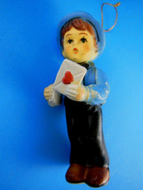 Macao Christmas Ornament Little Boy With Gift  Made in Macao 4 inch Vintage - $4.74