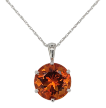 Platinum 6.43 Carat Round Irai Vibrant Orange Genuine Citrine Pendant (#... - $1,311.75