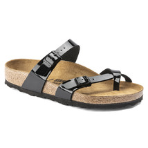 Birkenstock Mayari Size 42 Narrow Fit Leather Birko-Flor Sandal, Black Patent - £52.57 GBP