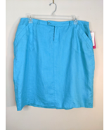 NWT Macy’s Sunny Leigh Teal Blue Linen Lined Knee Length Skirt MIDI SZ 1... - £14.15 GBP