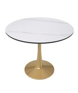 LeisureMod 35&quot; Round Dining Table, Sintered Stone Top &amp; Gold Pedestal Ba... - $5,821.60 MXN