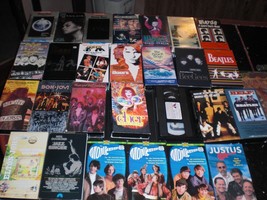 27 music vhs tapes monkees ,beatles, who , mj,bon jovi ,queen, bee gees+ more - £45.79 GBP