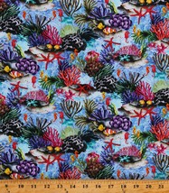 Cotton Ocean Underwater Fish Starfish Coral Reef Blue Fabric Print BTY D386.01 - £10.18 GBP