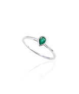  925 Sterling Silver Green Emerald Ring Minimalist Promise Emerald Ring ... - $100.00