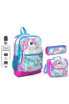 Unicorn Printed Girls&#39; Primary School Bag Set - Usb Output - £189.82 GBP