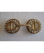 READ Vtg Gold Tone 2 piece Interlocking Belt Buckle w/ Rhinestones Doubl... - $300.97 MXN