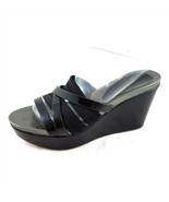 Donald J Pliner Jean Black Platform Sandals Slides Wedge Heels Womens 6 M - £31.65 GBP