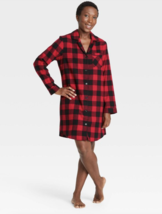 NWT Wondershop Women&#39;s Long Sleeve Flannel Family Pajama Dress, Red, L - £7.18 GBP