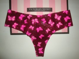 New Victoria&#39;s Secret &quot;Pink&quot; No Show Lace Thong Panty Pink Butterfly Sz Xl - £10.24 GBP