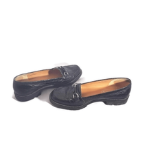 TALBOTS Black Leather Buckle Loafers Size 6B - £17.91 GBP