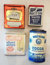VTG Collector Tin LOT of 4 EMPTY Bigelow Tea Porter Seal J&amp;J Band Aid Wa... - $15.78