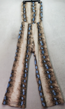 Single Jumpsuit Womens XS Brown Blue Snake Skin Lined Strapless Pleated ... - $25.86