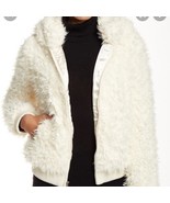 BCBGeneration Cream Faux Fur Shearling Bomber Jacket Mob Wife Large - $77.83 CAD