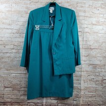 Vintage 60s-70s Henry Lee Womans Skirt Blazer Suit Size 12 Teal Green Lined - $34.89