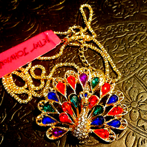 Betsey Johnson Multicolored Peacock Necklace - £28.81 GBP