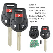 2X For 2008 2009 2010 2011 2012 2013 2014 2015 2016 Nissan Rogue Remote Key Fob - £25.16 GBP