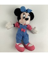 Disney Minnie Mouse 8&quot; Plush Stuffed Toy Polka Dot Overalls Vintage 90s - $29.72 CAD