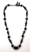 Black Faceted Bead Fashion Necklace Signed NY 19&quot; - $8.00