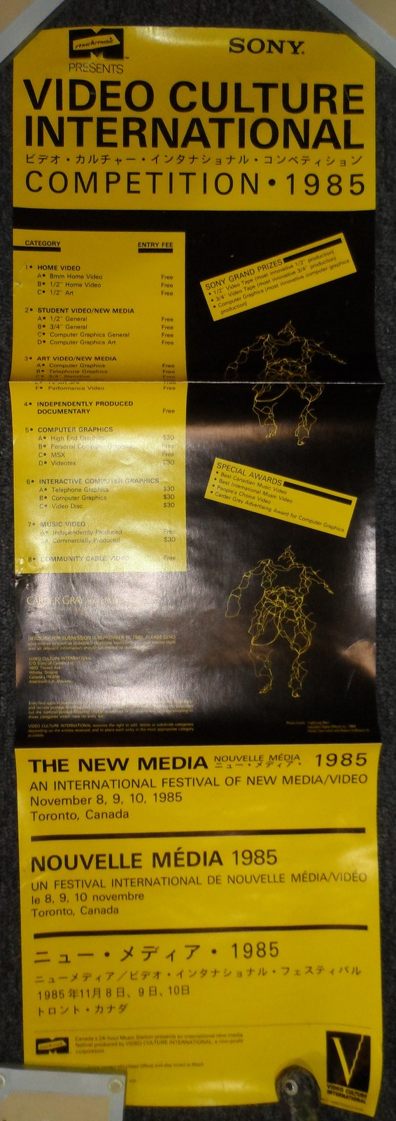 Video Culture International 1985 Poster Dbl Sided Toronto Sony Much Musi... - $25.00