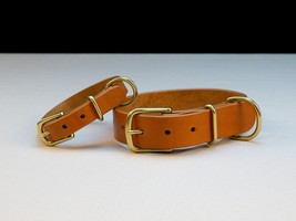 STG English Bridle  Leather Handmade Tan Dog Collar For All Breed Unisex Dog - $42.13+