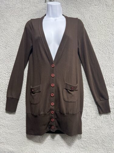 Timing Brown Cardigan Sweater Women Large Rayon Blend Teacher Lightweigh... - $13.18