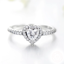 Exquisite 925 Sterling Silver Vintage Double Hearts AAA+ Cubic Zirconia Ring - £31.89 GBP