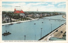 Oc EAN Grove New Jersey View Of Wesley Lake Auditorium Pm 1922 G39 - £2.49 GBP