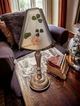 Tea Light Votive Candle Holder Lamp Vtg Pressed Clover And Flower Shades... - £26.90 GBP