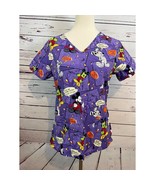 Disney Scrub Top XS Halloween Trick or Treat Nursing Mickey Mouse Extra ... - €17,44 EUR