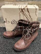 BOC Saturn Women&#39;s Brown Combat Biker Lined Lace Up Fold Over Boots Size... - $45.46