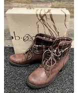 BOC Saturn Women&#39;s Brown Combat Biker Lined Lace Up Fold Over Boots Size... - £35.56 GBP