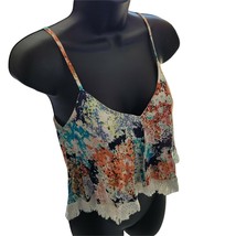 Sucre Collective Floral Crop Top Spaghetti Cross Back Strap Size Small M... - $14.84