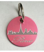 PARIS DOG TAG 25mm PINK ROUND TAG + YOUR DETAILS ENGRAVED FREE ON REVERSE - $374.40 MXN