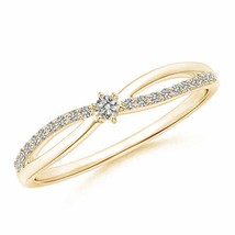 Round Diamond Split Shank Promise Ring in 14K Yellow Gold Ring Size 7.5 - £225.67 GBP