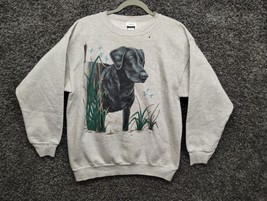 Vintage Tultex Sweatshirt Adult XL Gray Duck Hunting Black Lab Dog 80s 90s - £22.54 GBP
