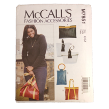 McCall's M7851 Pattern Fashion Accessories Bags Totes Variations One Size UC - $4.87