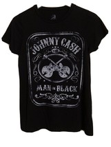 Johnny Cash Tee Shirt Womens Medium Black and Gray Man in Black Guitars ... - £9.40 GBP
