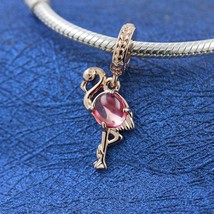 2021 Summer Release Rose Gold Rose™ Pink Murano Glass Flamingo Dangle Charm - £14.31 GBP