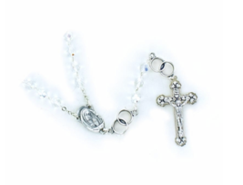 Crystal Glass Beads Wedding Rosary With Crucifix Madona Center Necklace - £32.06 GBP