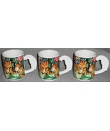 1993 Set (3) Vitromaster RAIN FOREST PATTERN 12 oz Handled Mugs - $22.76