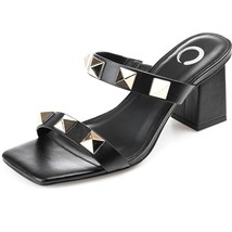 Journee Collection Women 8 M Black Studded Kirian Strappy Block Heels NI... - $21.55