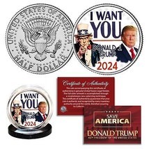 Donald Trump &amp; Uncle Sam I Want You Pin Style Jfk Kennedy Half Dollar Us Coin - £7.49 GBP