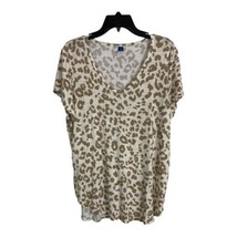 Old Navy Womens Shirt Size 2X Luxe Animal Short Sleeve Brown Ivory Norm ... - $17.59